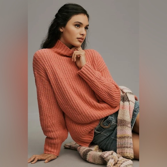 Anthropologie Sweaters - Anthropologie Maeve Coral Turtleneck Knit Sweater Size XS